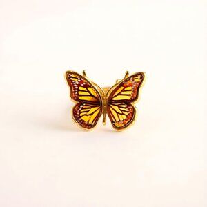 Baltic amber butterfly ring in 14k gold plated, S925